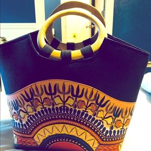 Denim/ethnic purse/tote